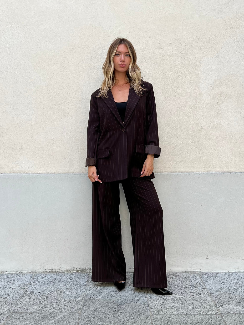 Blazer Over Gessato 5898 Marrone