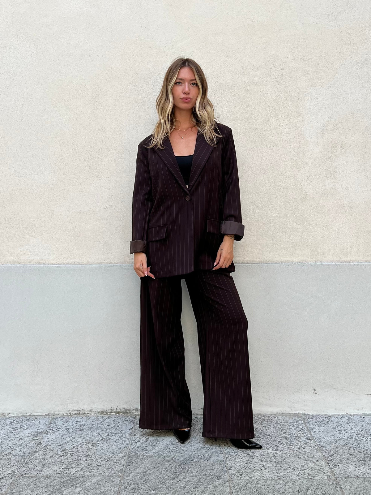 Blazer Over Gessato 5898 Marrone