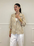 Blazer Ricamato in Lino e Viscosa 11353 Ecru