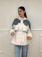 Giacca Inserti Denim M450 Panna