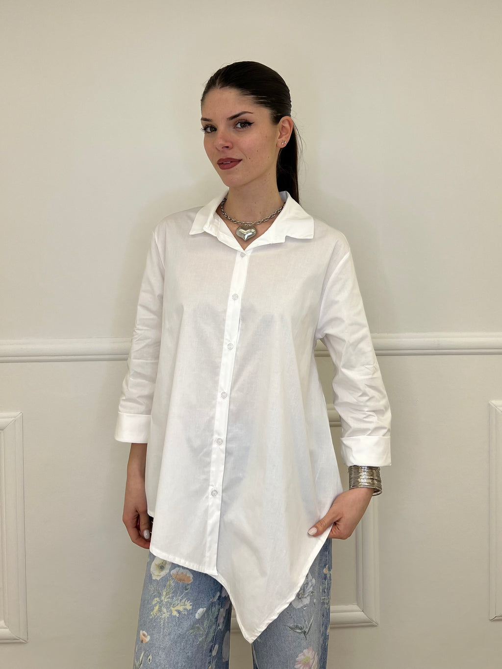 Camicia Asimmetrica 41915 Bianco