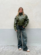 Bomber Crop Ecopelle Tasche 30346 Verde