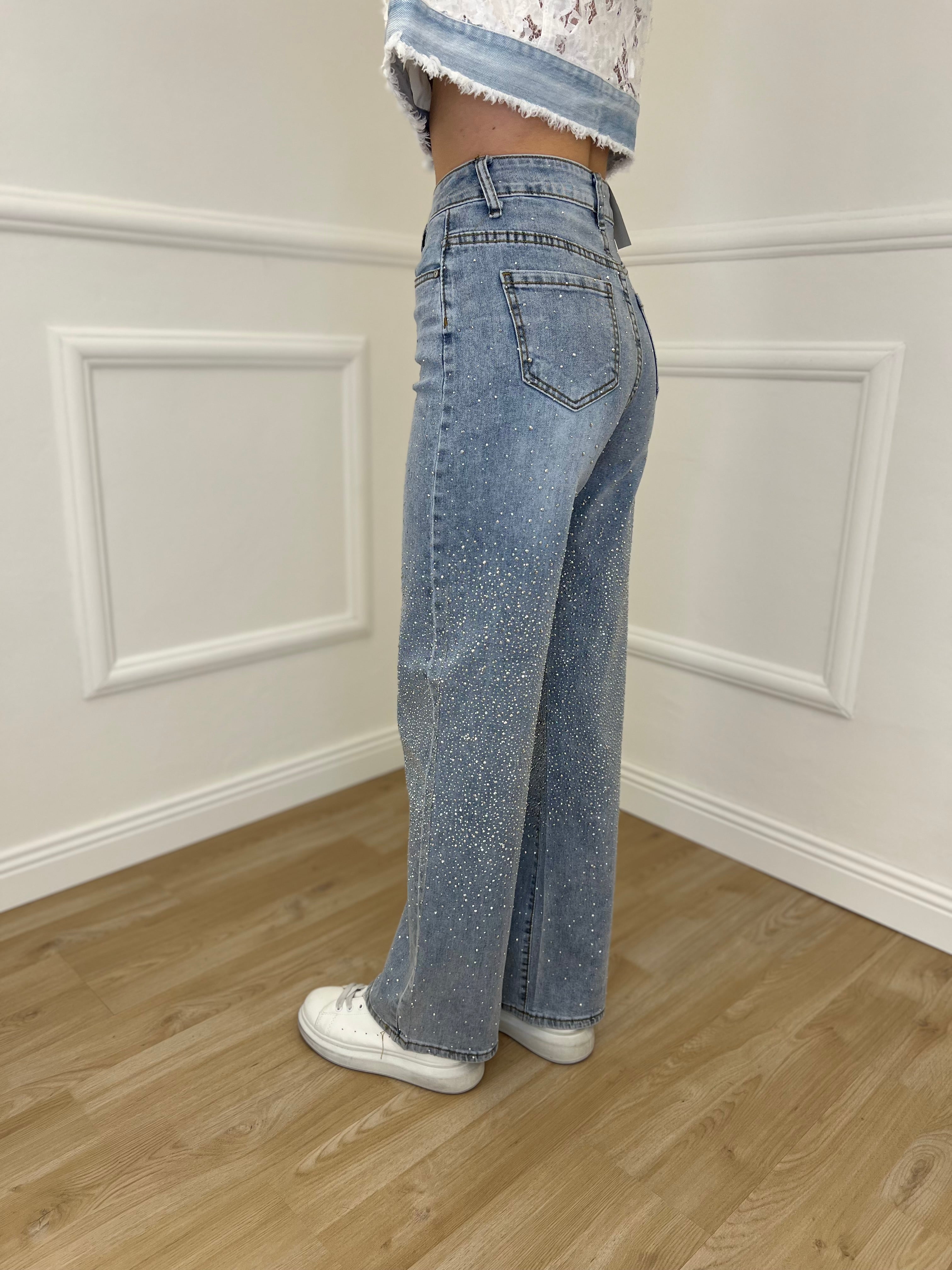 Jeans Strass 5051 Azzurro