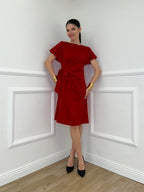 Vestito Con Drappeggio e Fiocco 4782 Rosso