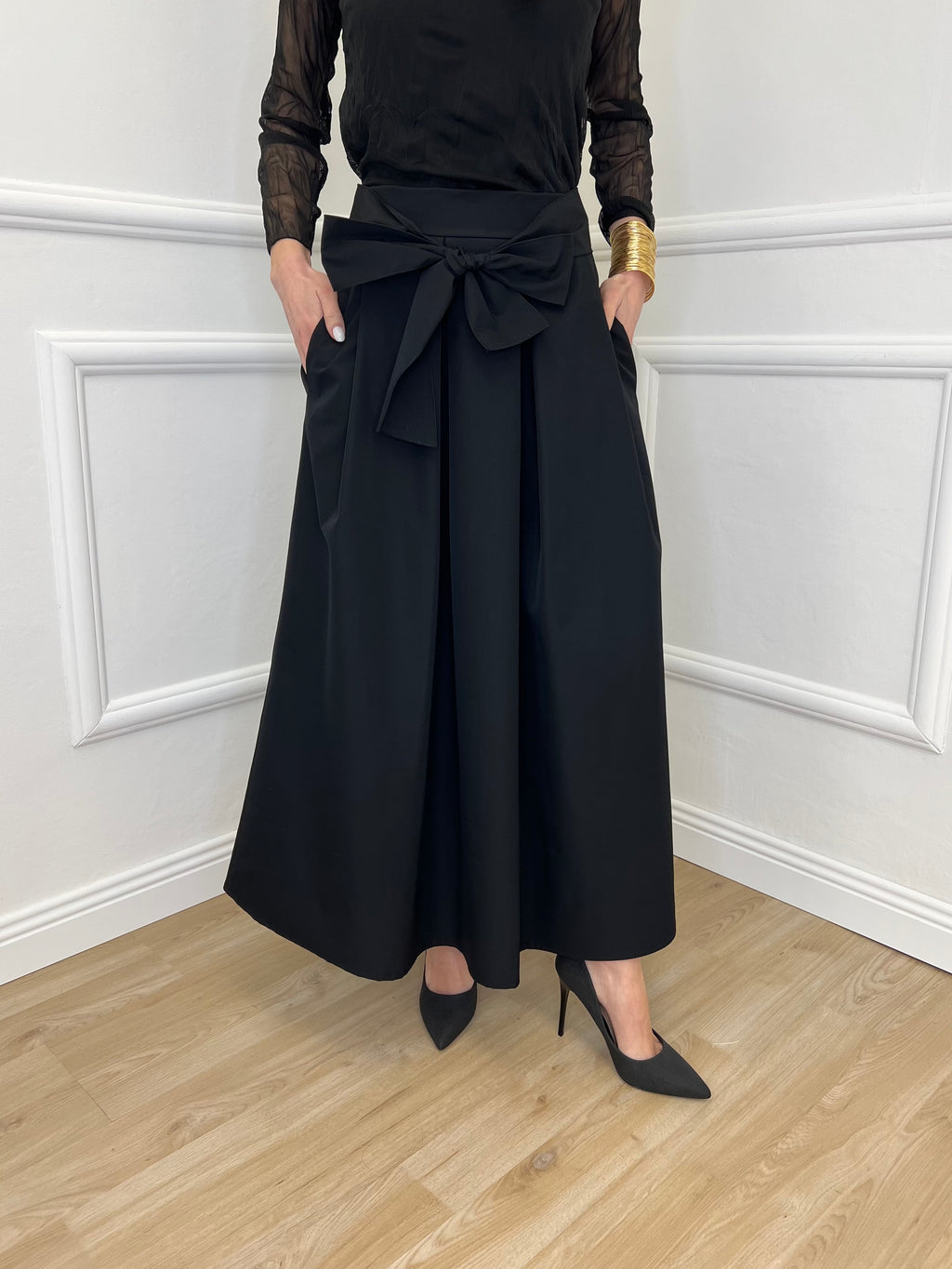 Gonna Popeline con Fiocco 5312 Nero