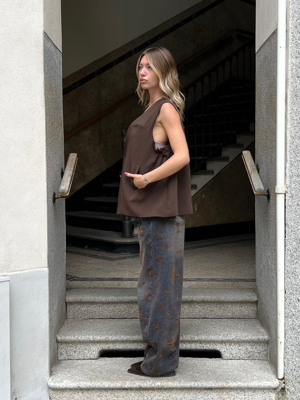 Jeans Barrel Floccato Stelle 9185 Blu
