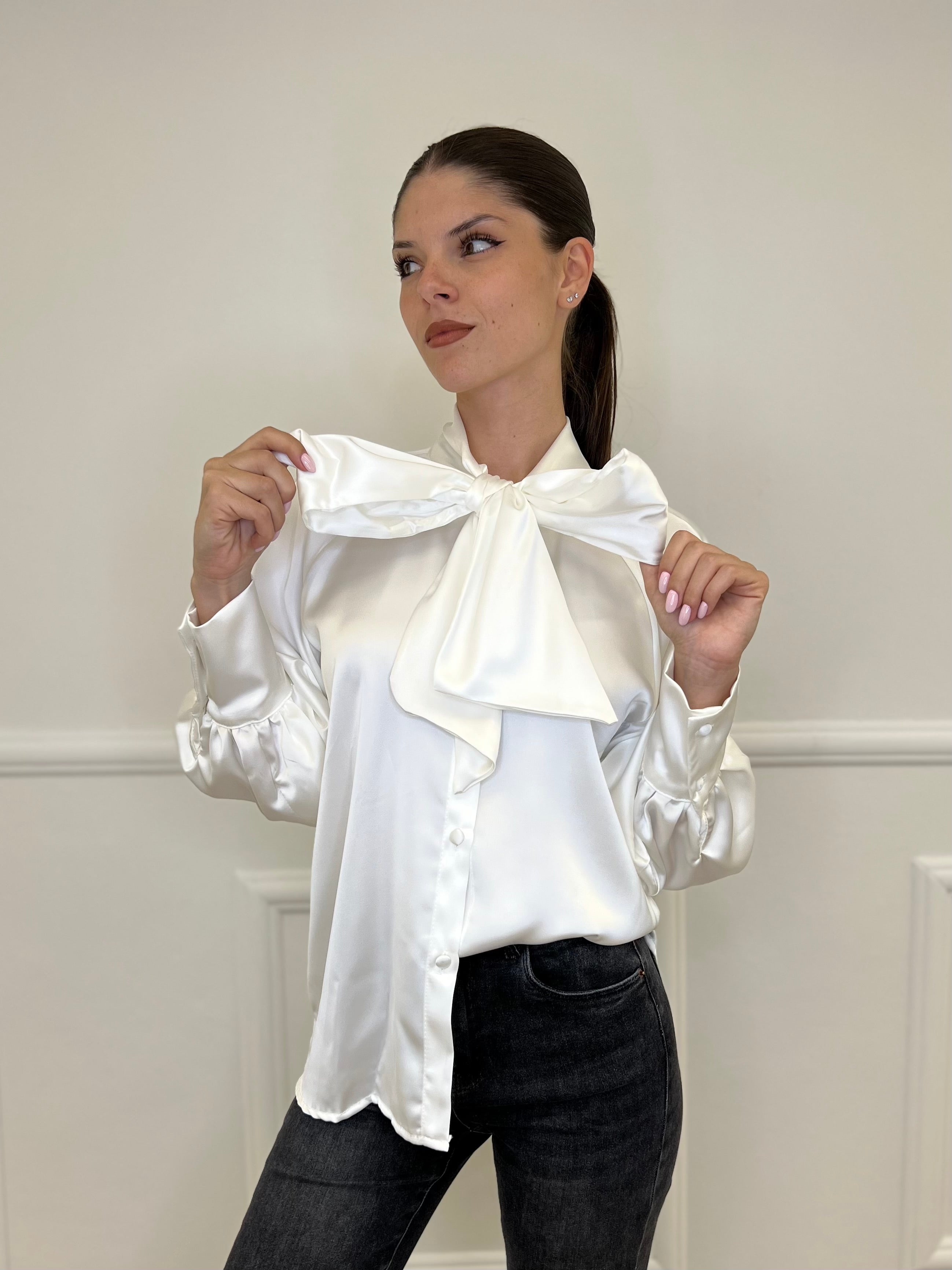 Camicia Satin Fiocco 4218 Bianco - Bazar Abbigliamento