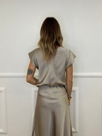 Blusa Satin Scollo Morbido 2548 Ecru