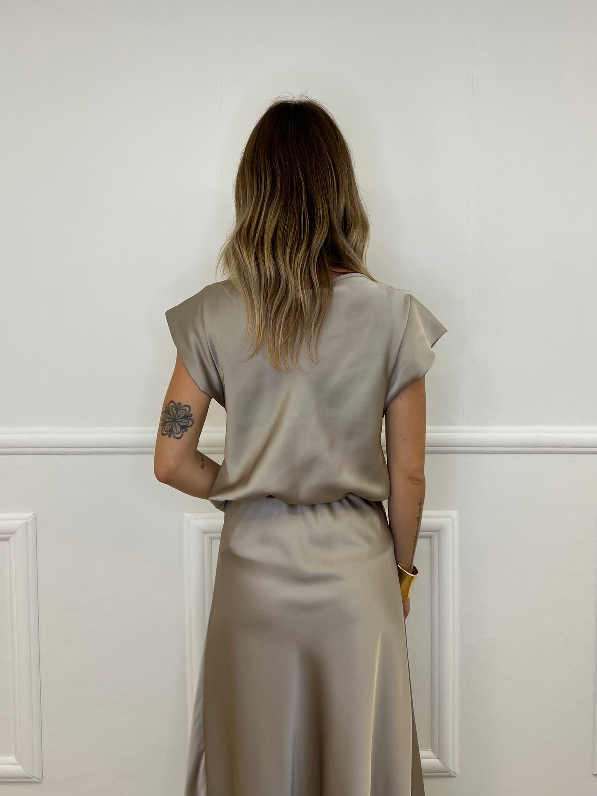 Blusa Satin Scollo Morbido 2548 Ecru