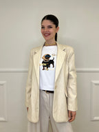 Blazer Oversize in Eco Pelle 30551 Beige