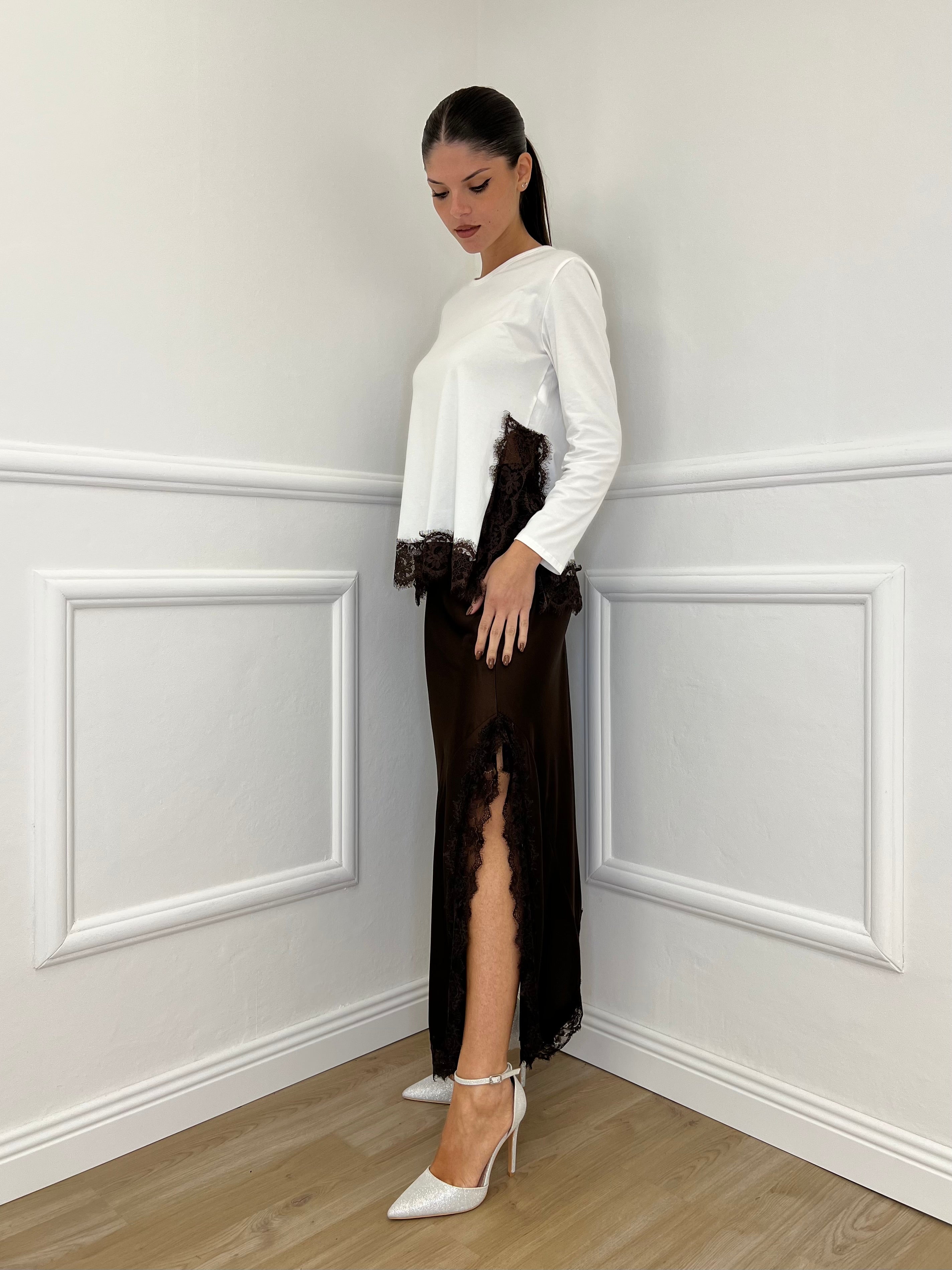 Gonna Asimmetrica Pizzo 2722 Moro