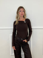 Maglia Drappeggio Fibbia 5560 Marrone