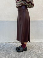 Gonna Midi Ecopelle 8066 Burgundy
