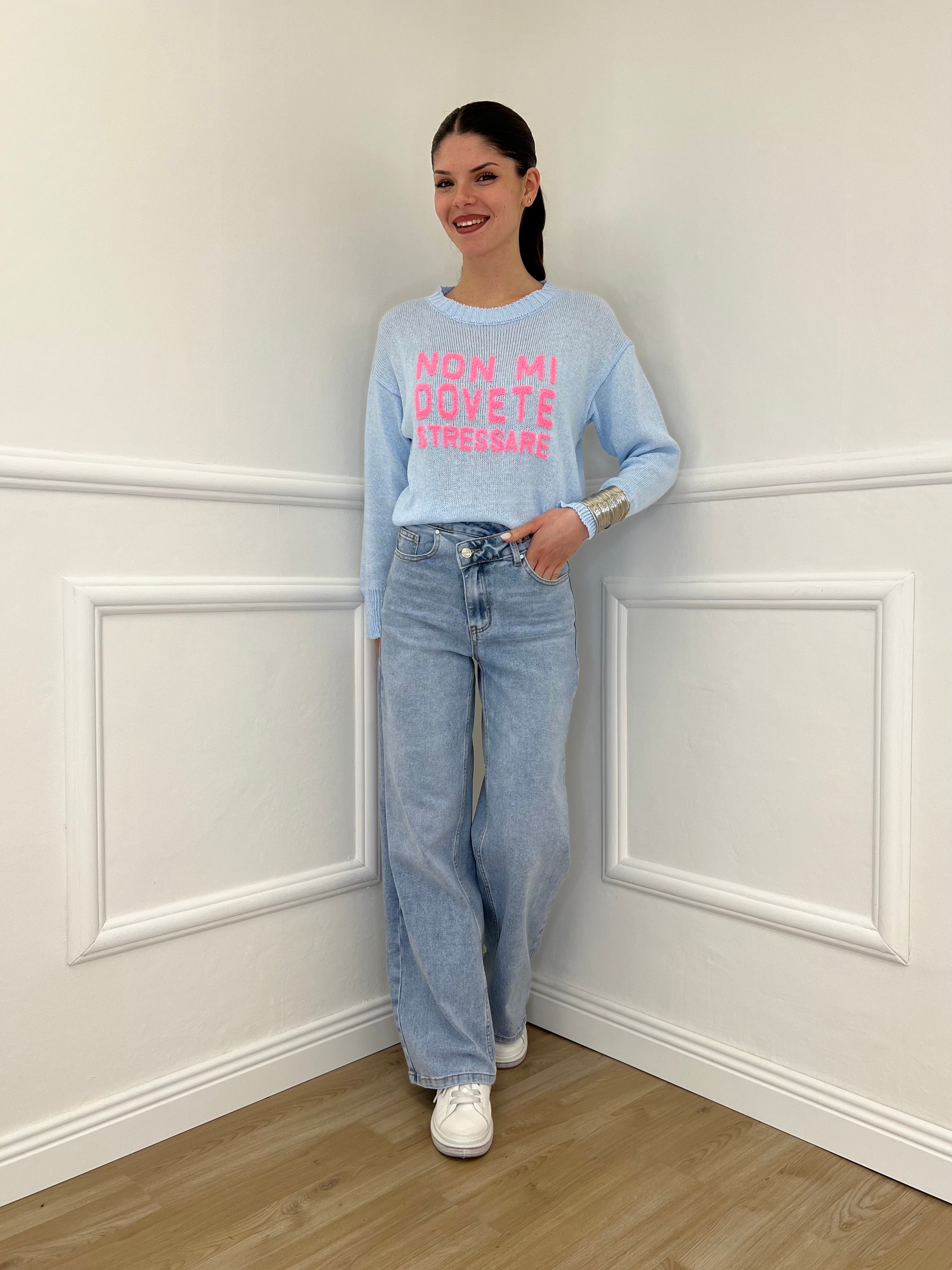 Maglia "Non Mi Dovete Stressare" 3695 Azzurro