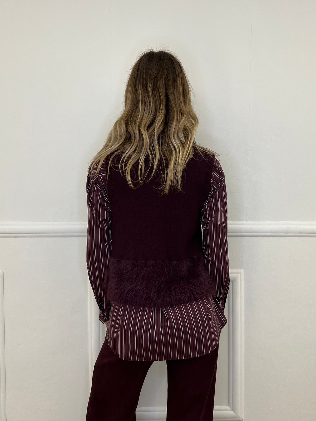 Gilet In Maglia Fondo Fluffy 7389 Burgundy
