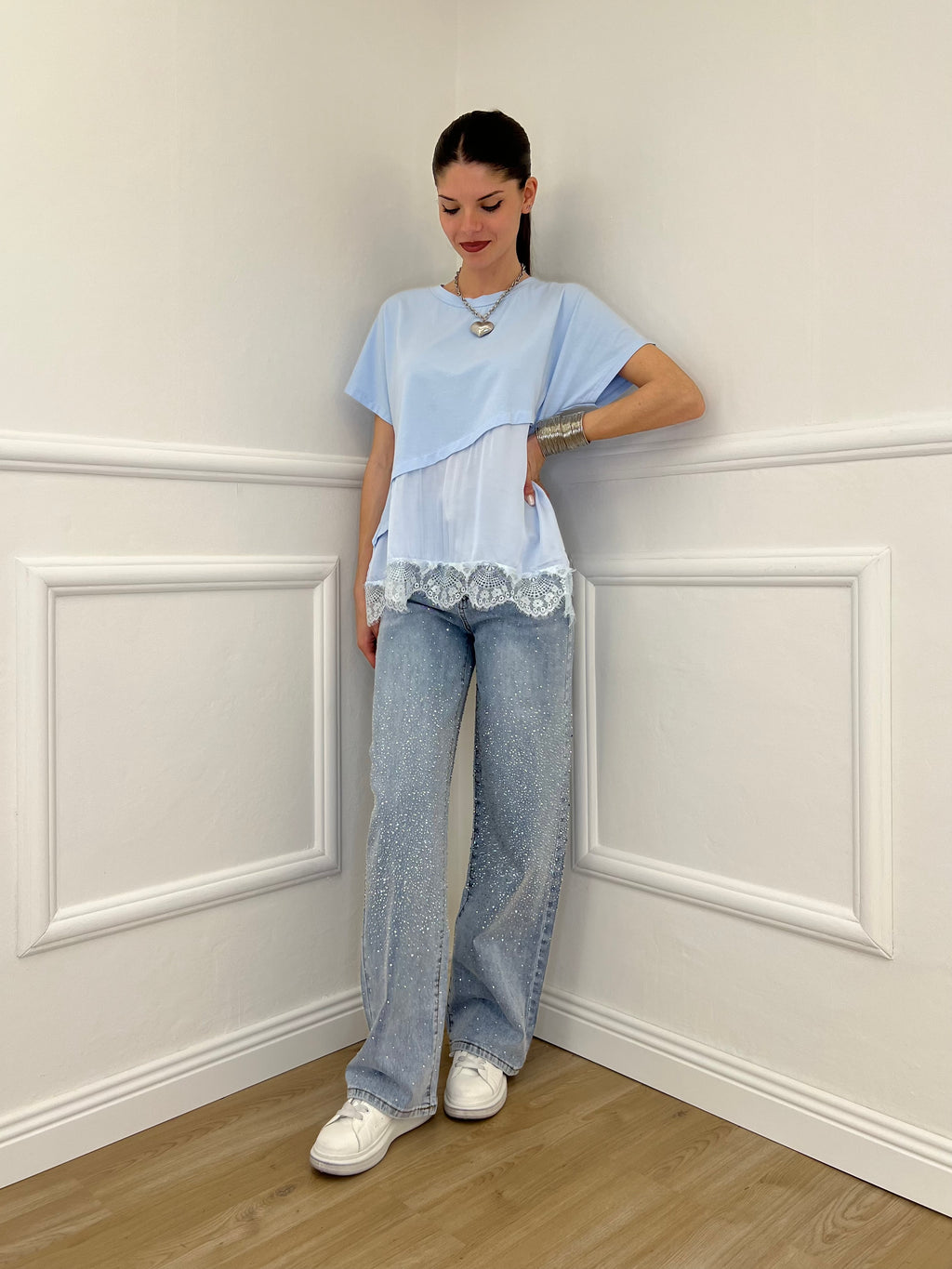 Jeans Strass 5051 Azzurro