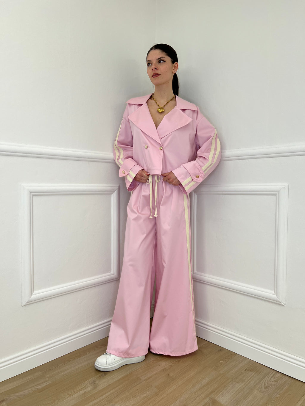 Pantalone Palazzo Bande 7809 Rosa