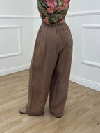 Pantalone Balloon 100% Lino 825699 Tabacco