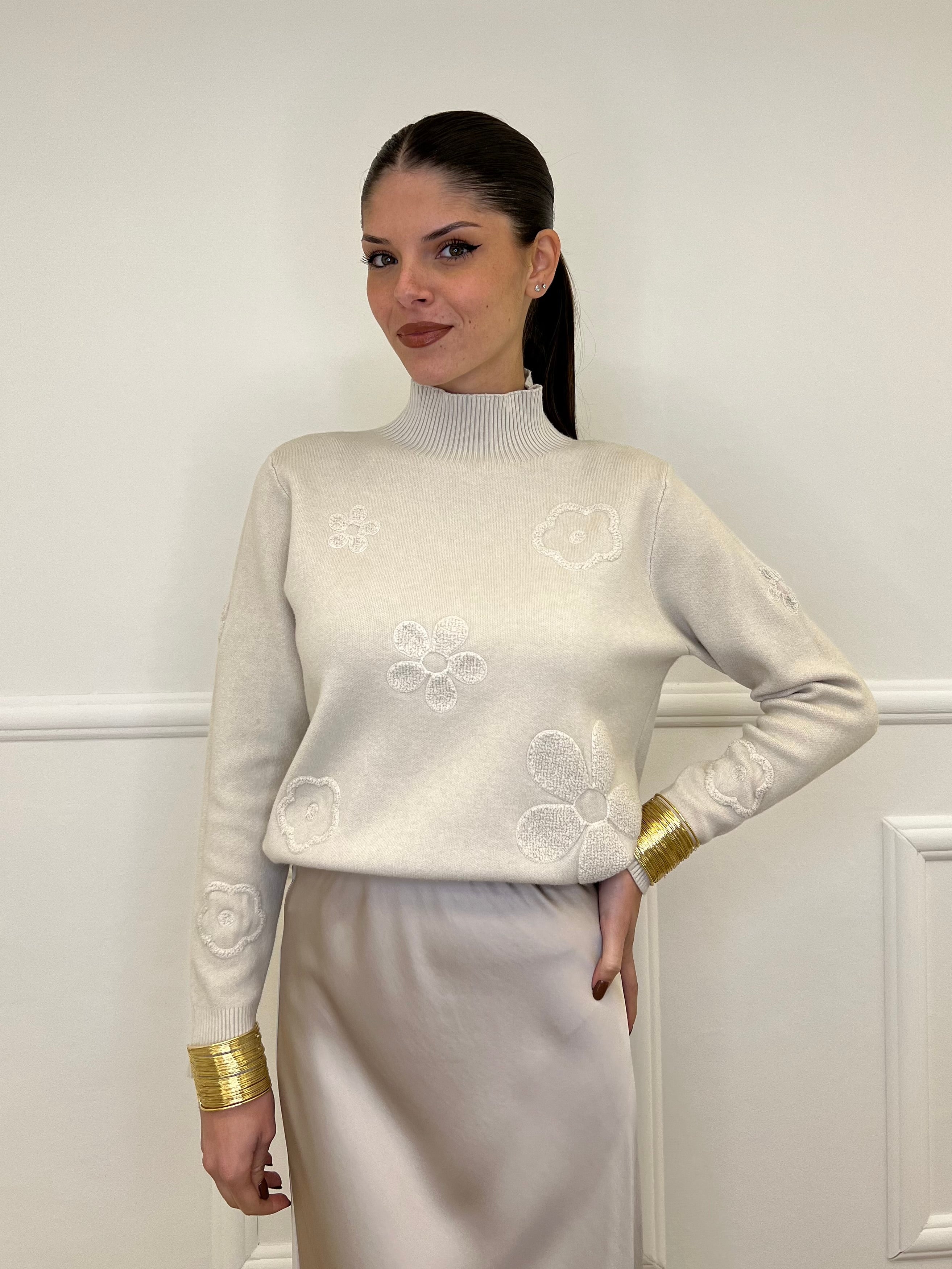 Maglia Flowers 5588 Ecru