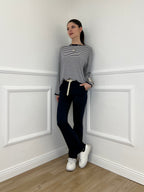 Pantalone Flare Cintura 26513 Blu