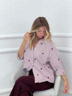 Camicia Cuori Ricamati 1255 Bordeaux