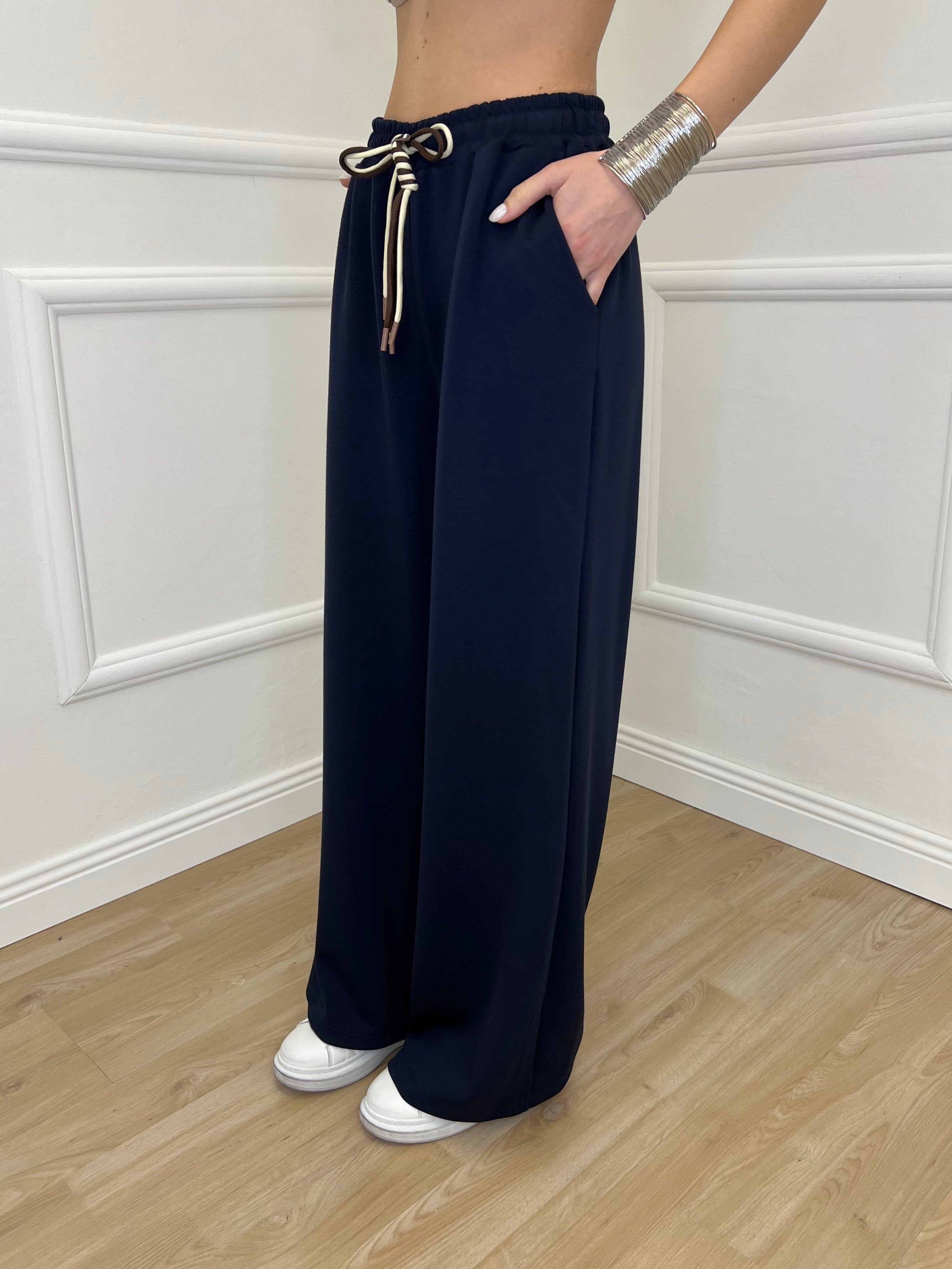 Pantalone a Palazzo Viscosa 25413 Blu