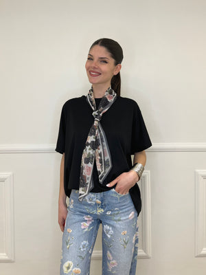 T-shirt Maxi Con Foulard 35080 Nero