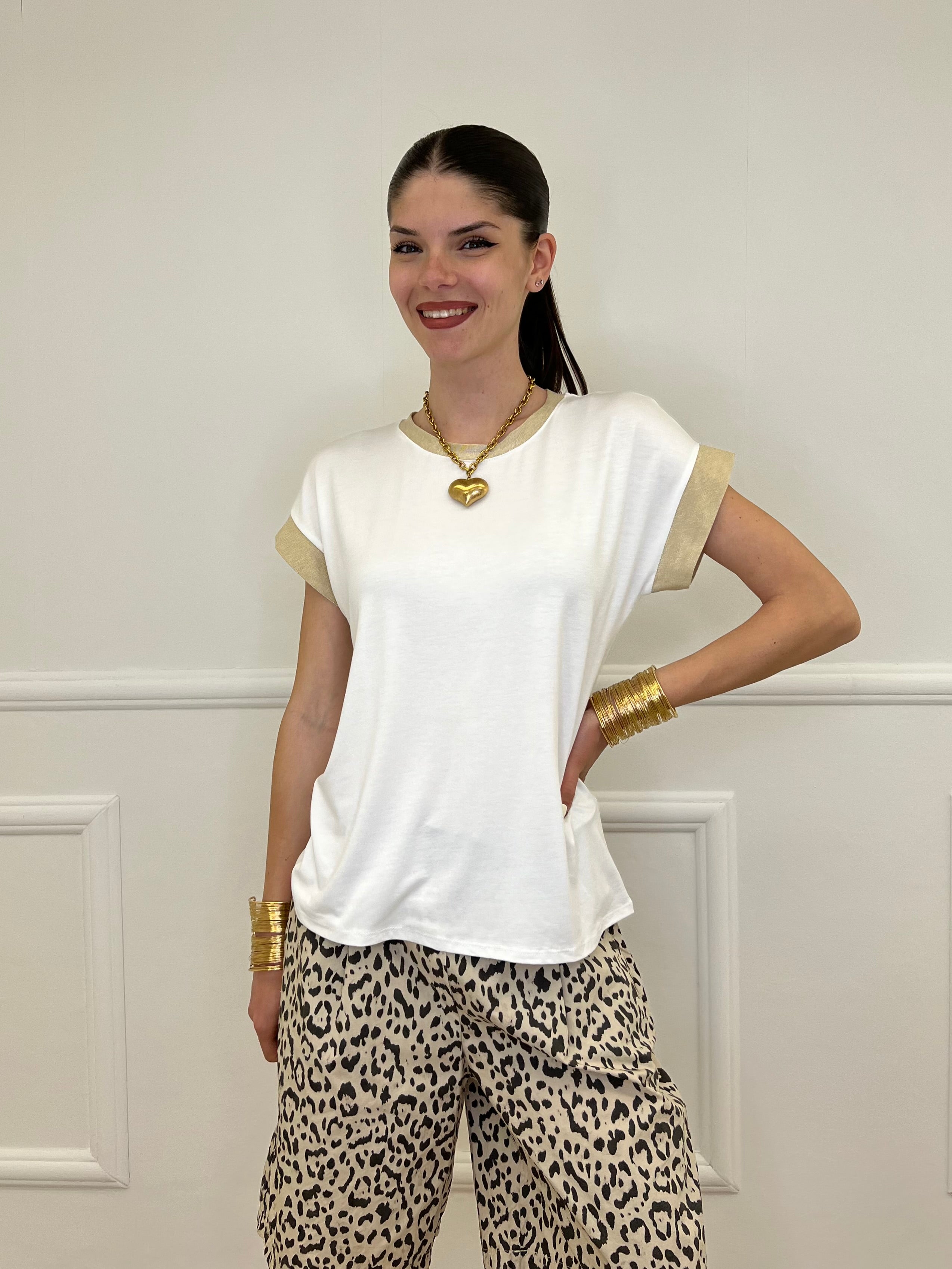 T-shirt Profili Lurex 24288 Bianco