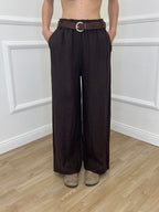 Pantalone Lino Cintura 22525 Moro