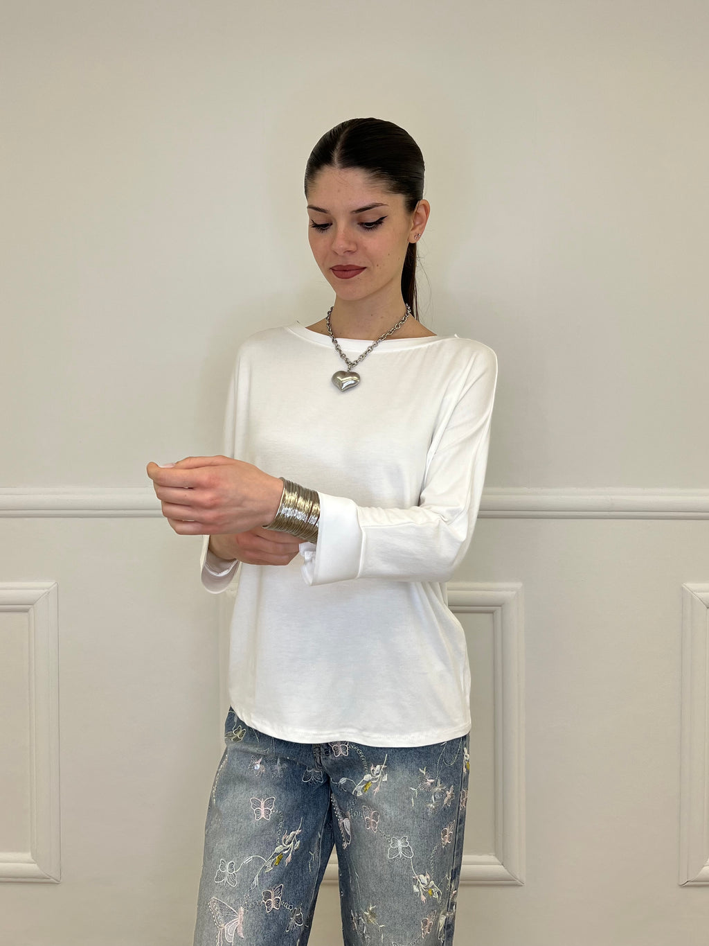 Maglia Barchetta Con Profili in Satin 43002