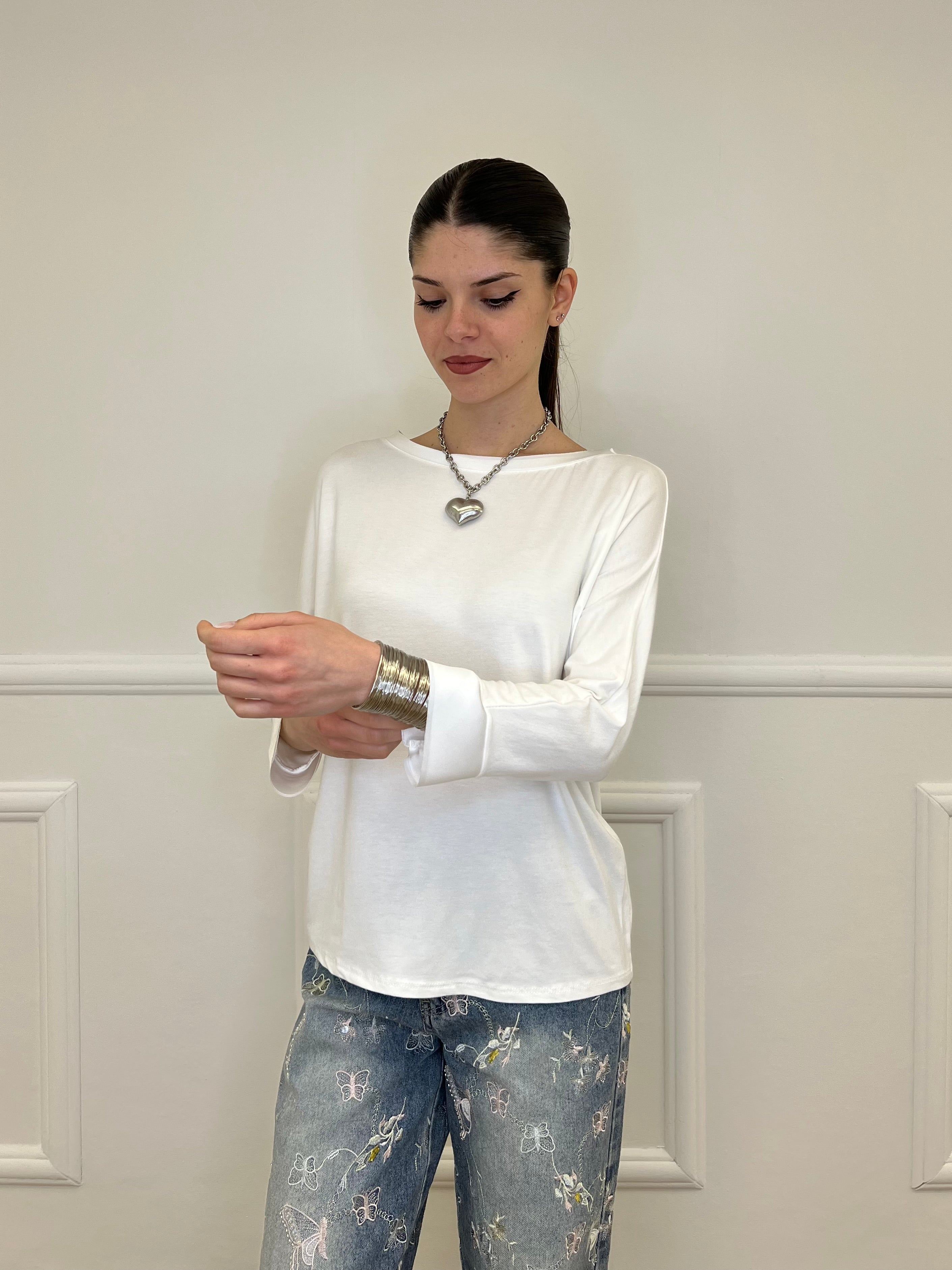 Maglia Barchetta Con Profili in Satin 43002