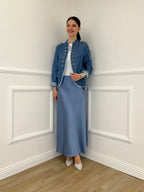 Giacca Napoleone in Denim 2373 Azzurro