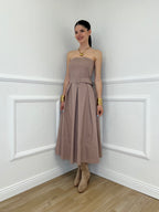 Abito a Fascia Cintura 9762 Taupe