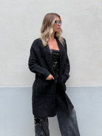 Cardigan Lana e Viscosa Bouclé 125 Nero
