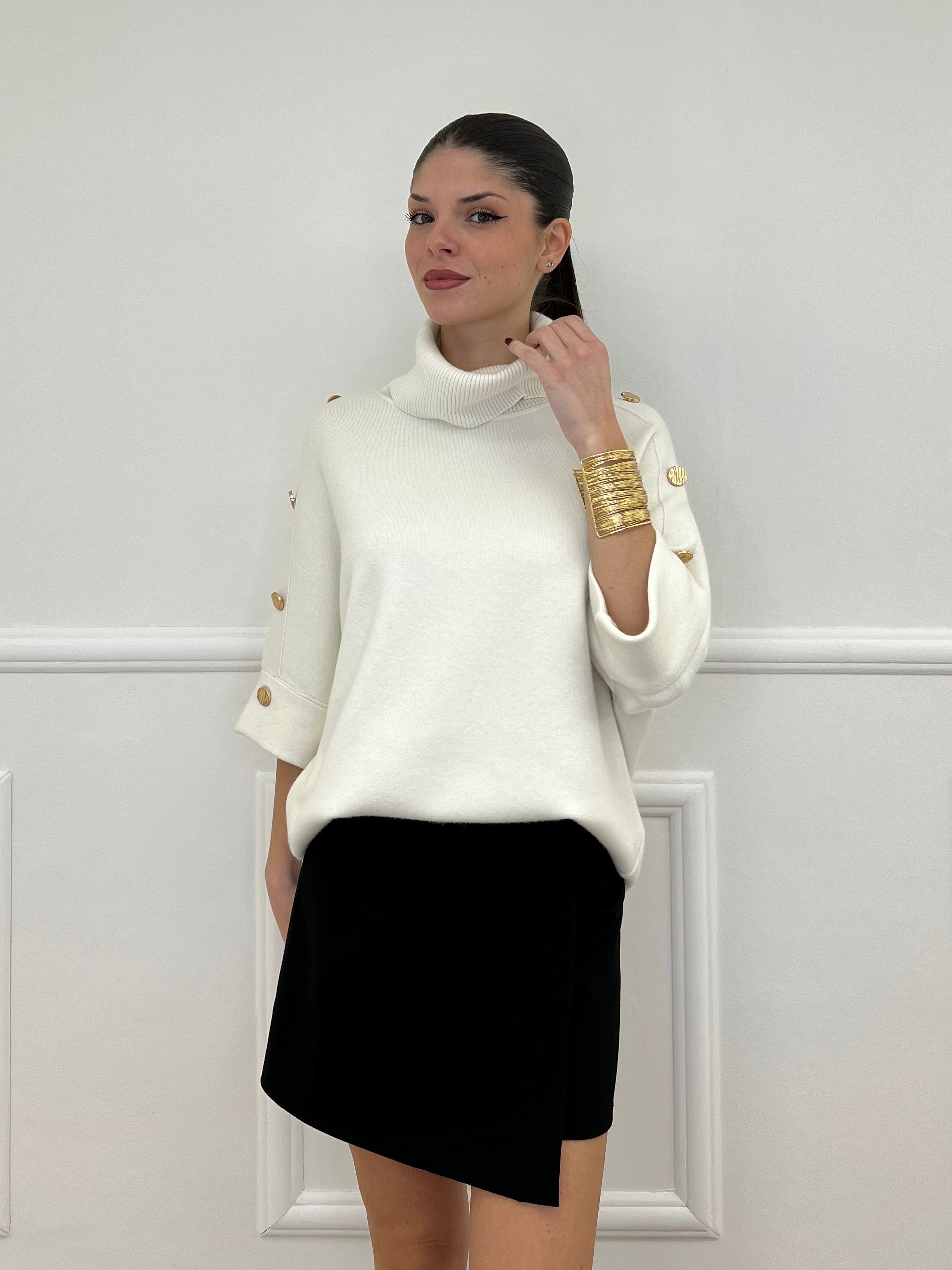 Maglia Bottoni Pipistrello 261124 Panna