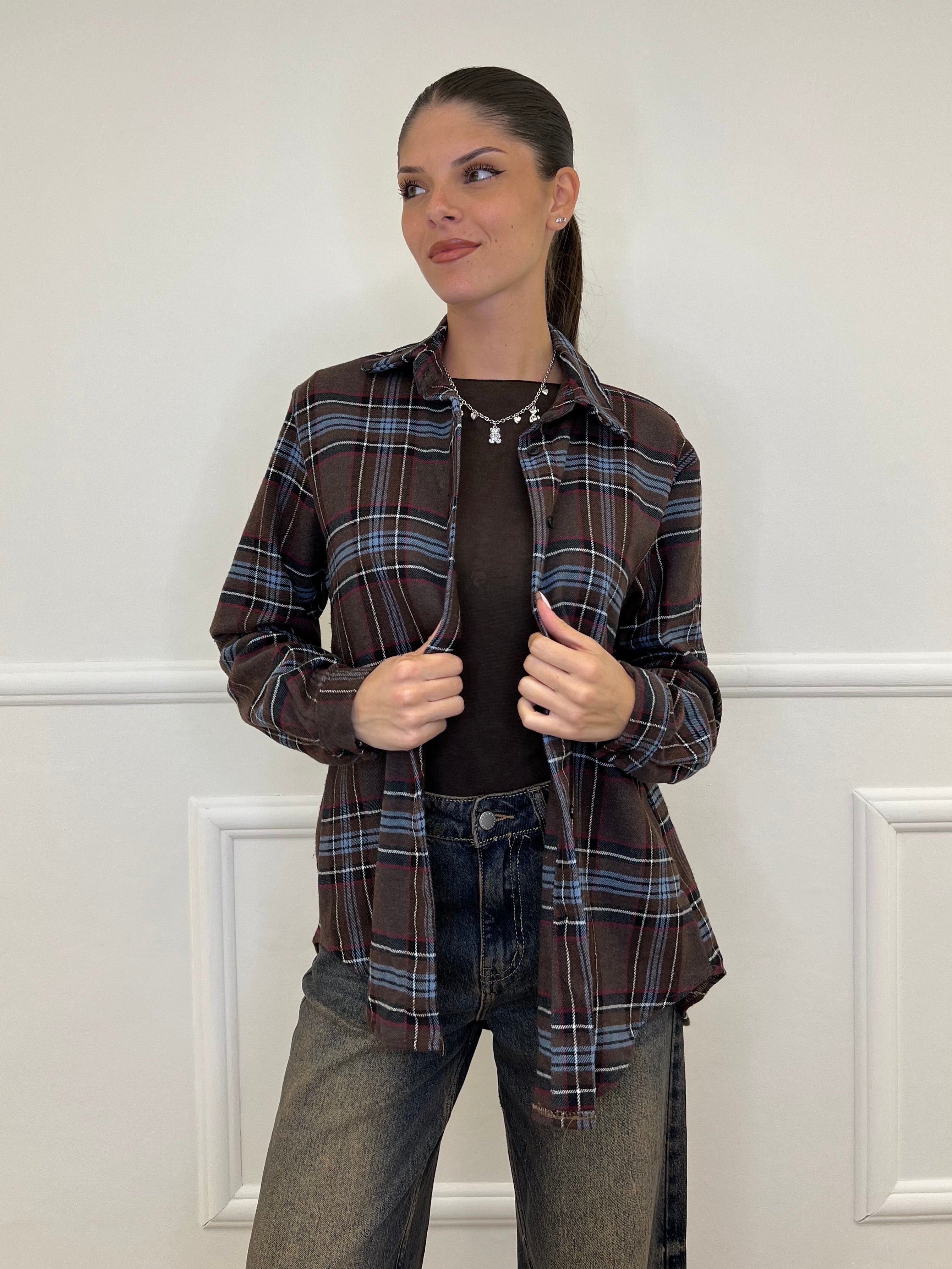 Camicia Madras A35 Marrone