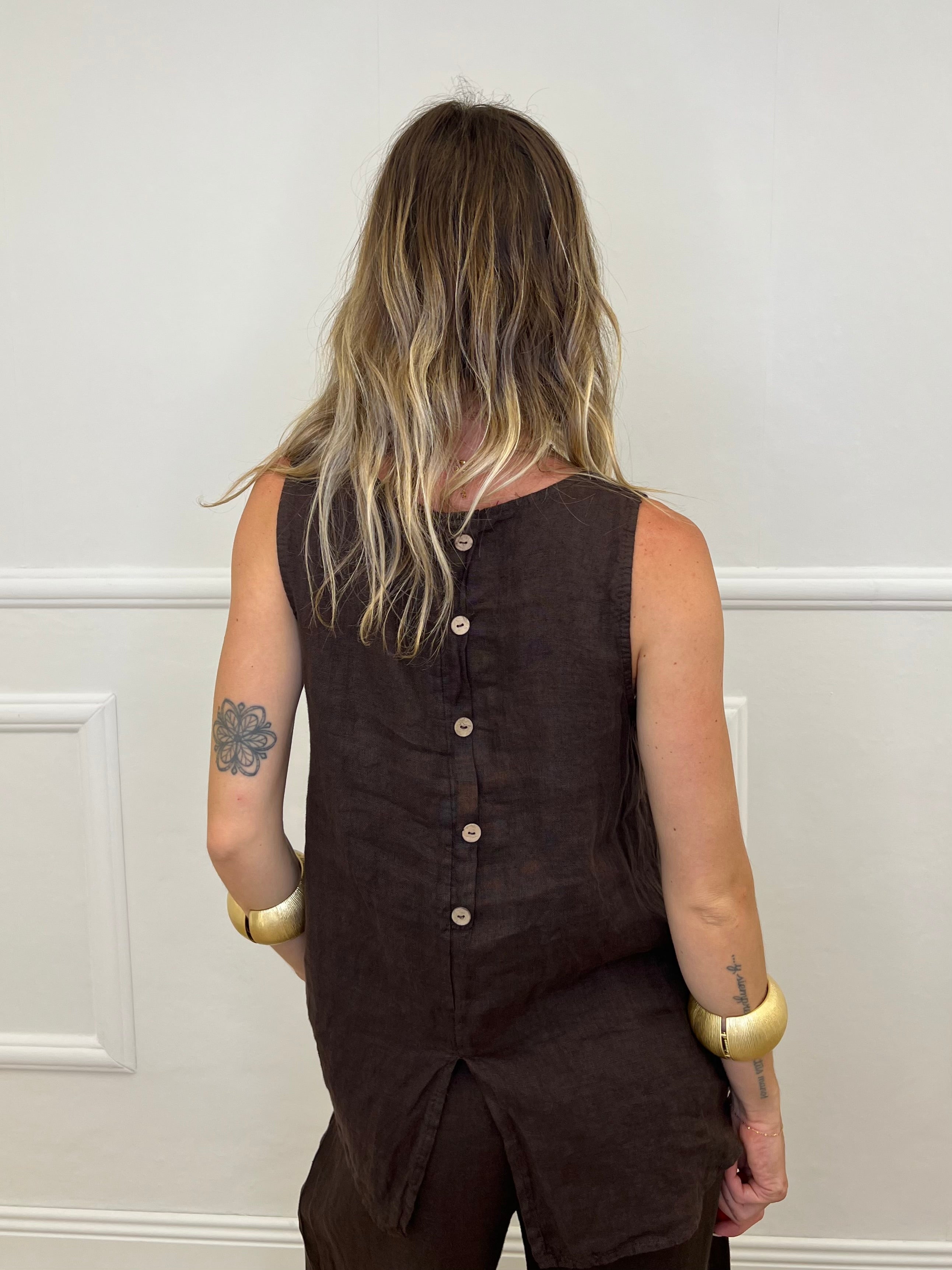 Top 100% Lino Bottoncini 89225 Moro