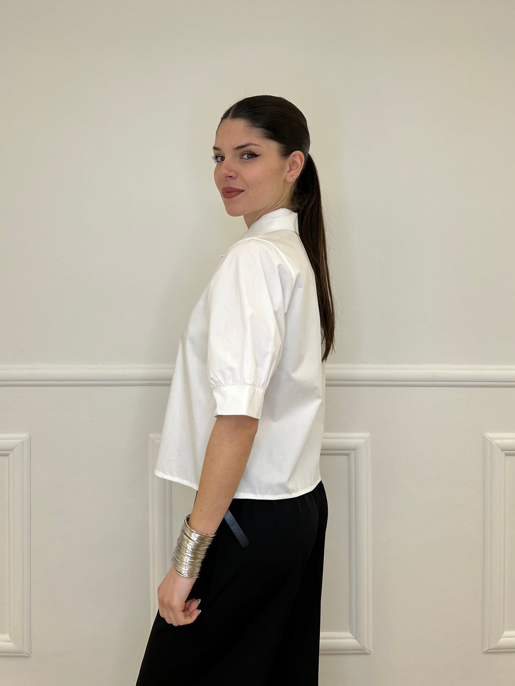 Camicia Con Cravatta Strass 15016 Bianco