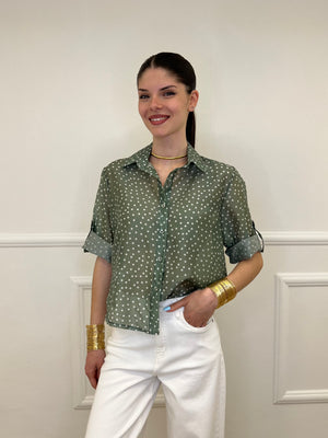 Camicia Tencel Pois 26031 Verde