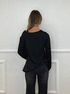 Blusa Satinata con Nodo e Drappeggio 20072 Nero