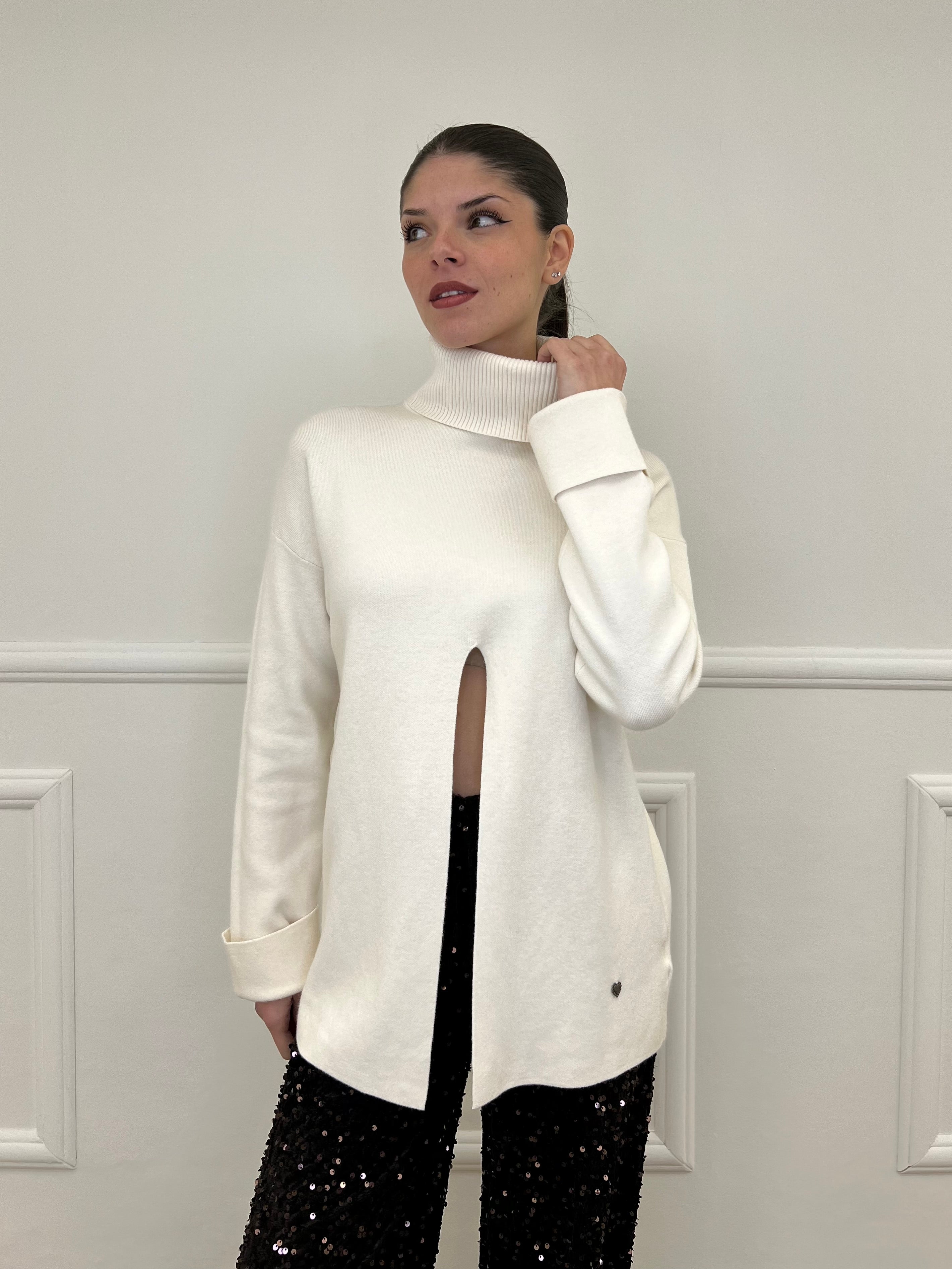 Maglia Spacco 10834 Panna