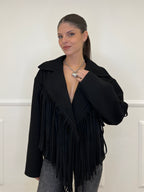 Giacca Cappotto Frange 11903 Nero