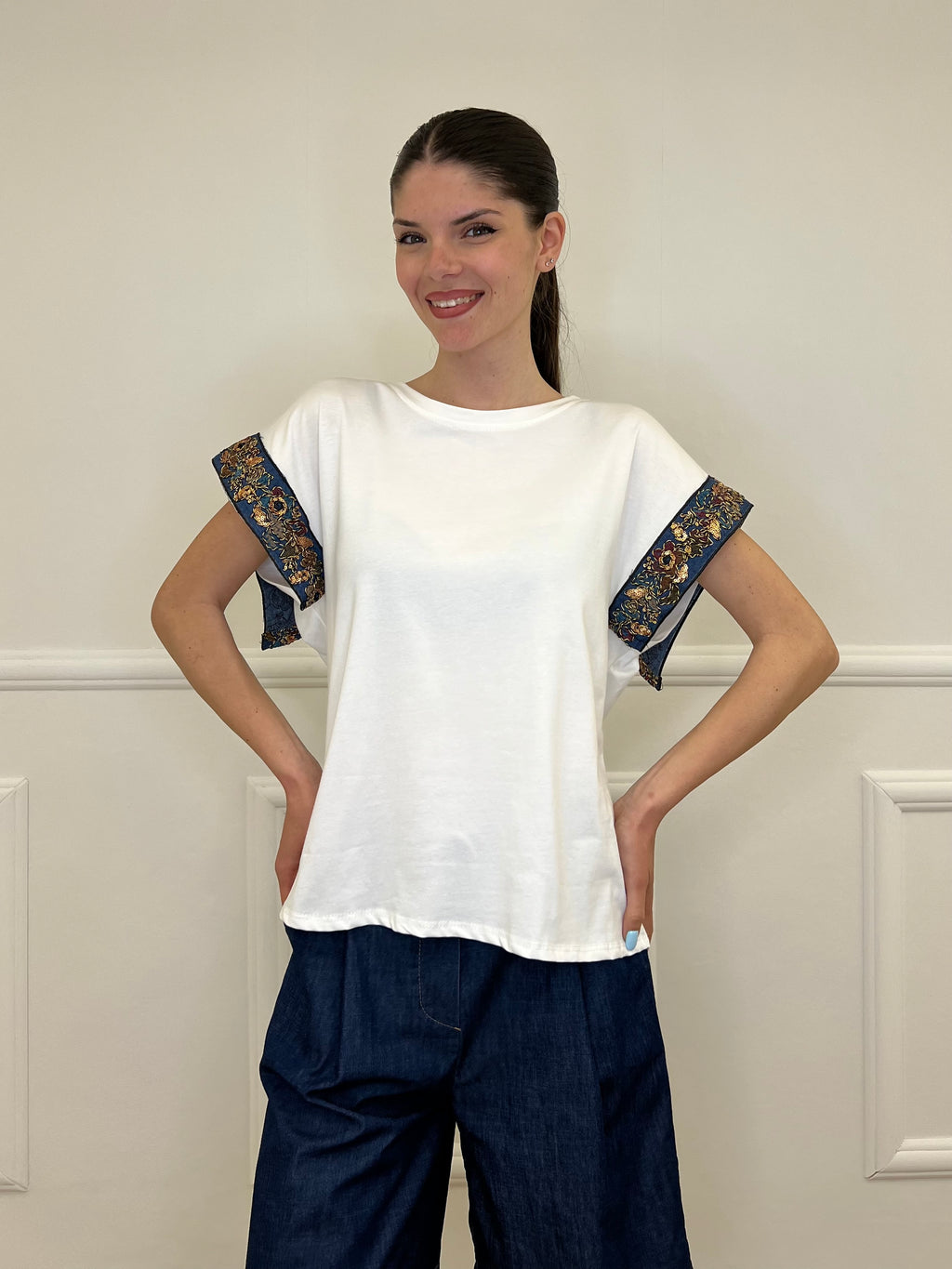 T-shirt Passamaneria Denim 3386 Bianco