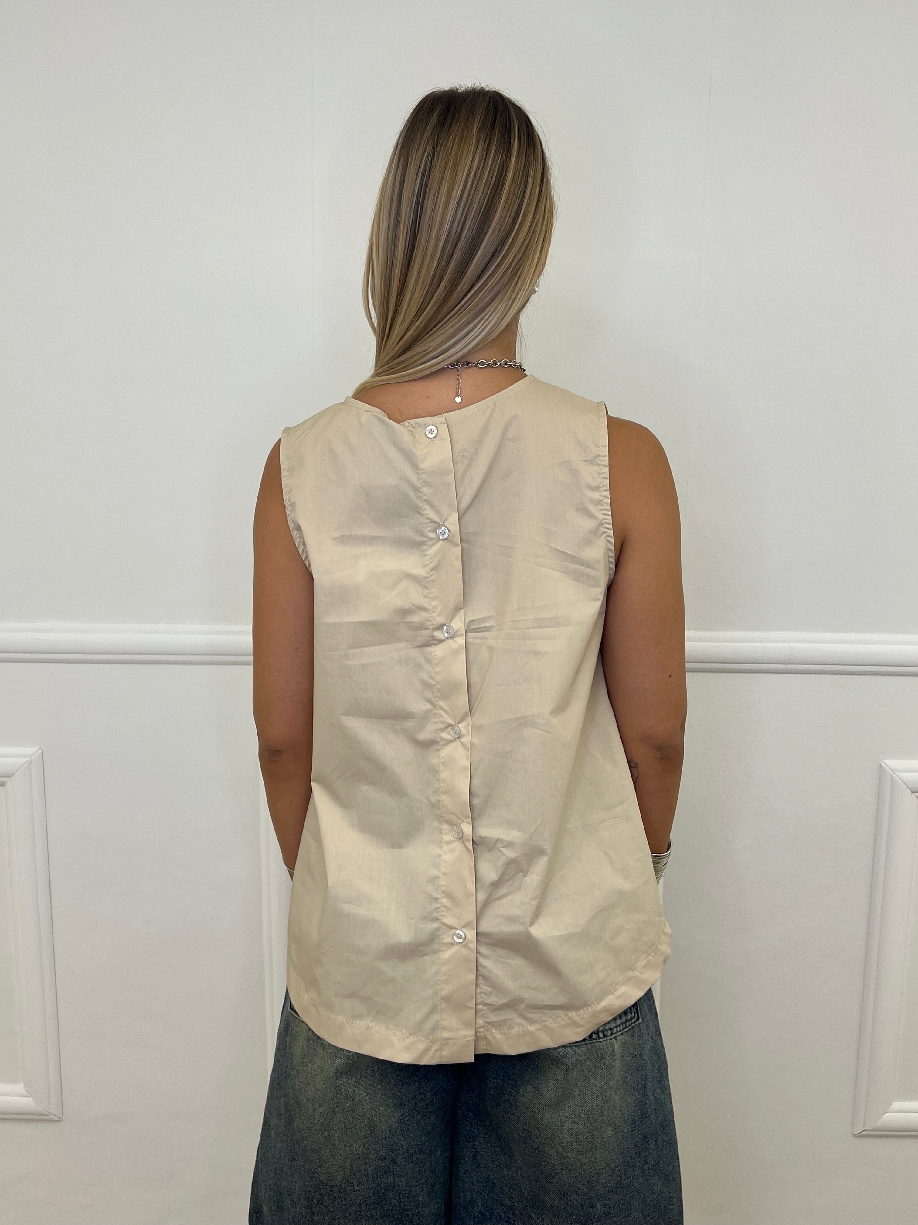 Blusa Popeline Bottoncini 2692 Ecru
