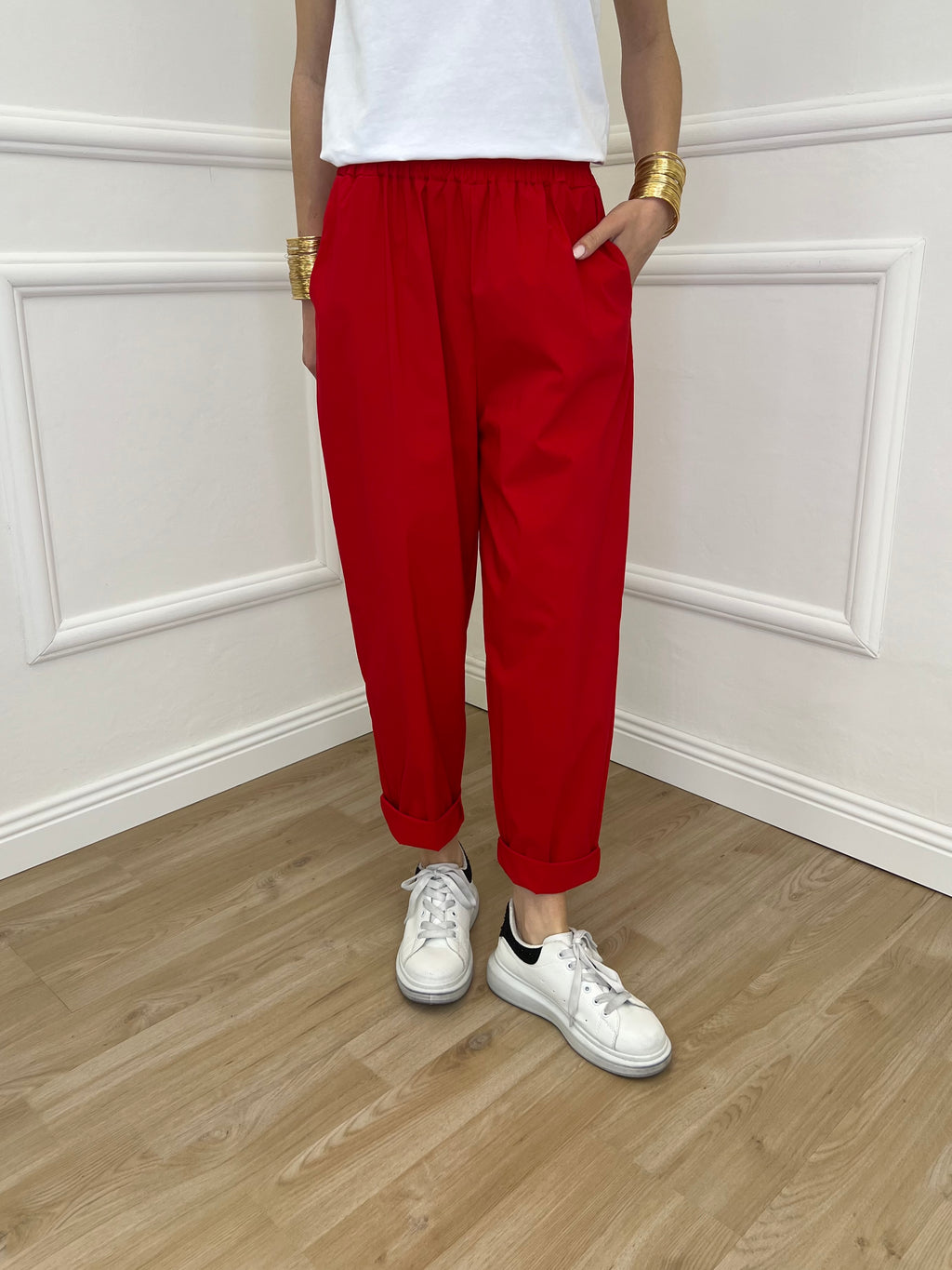 Pantalone Baggy Viscosa 2815 Rosso