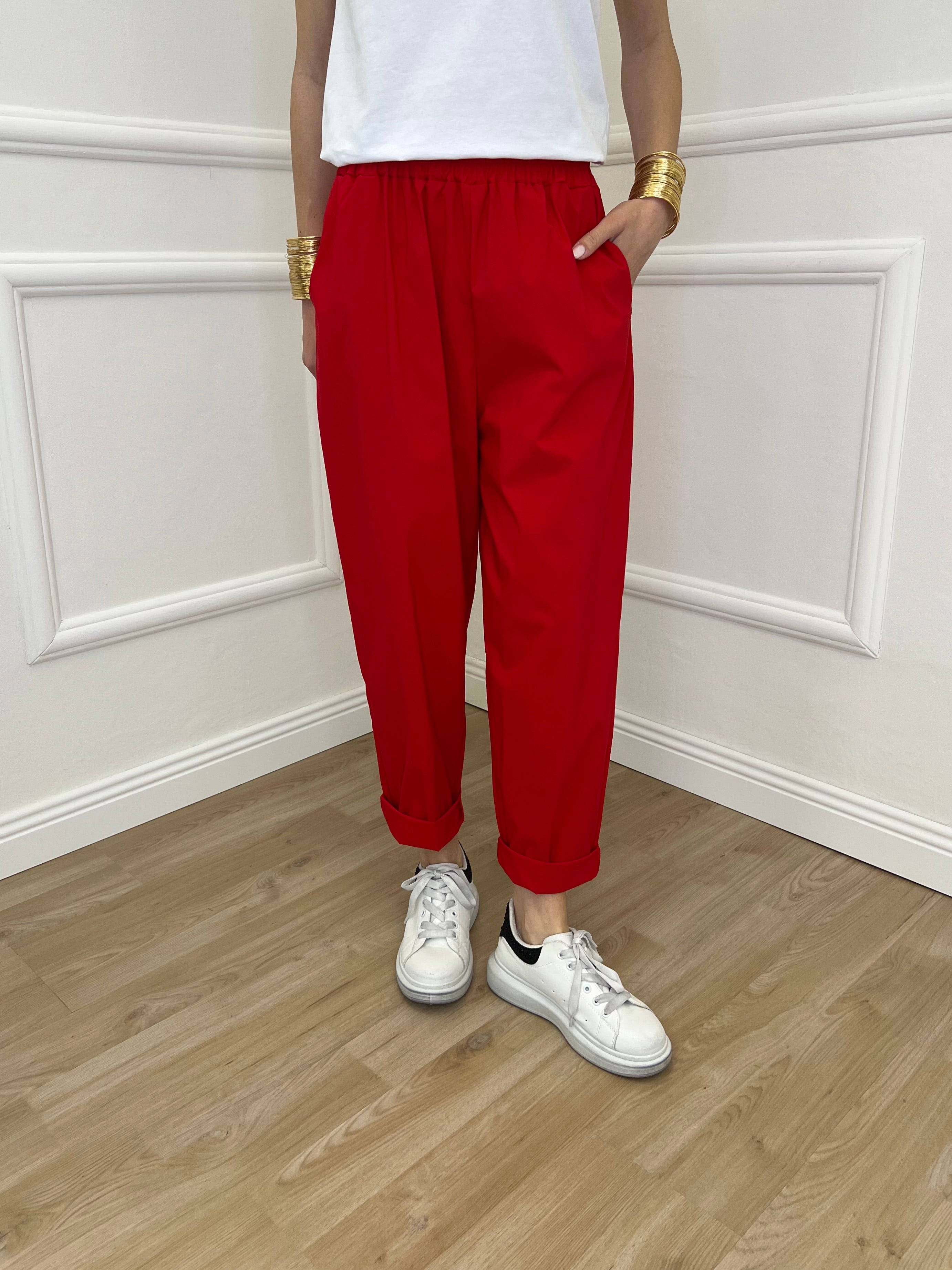 Pantalone Baggy Viscosa 2815 Rosso