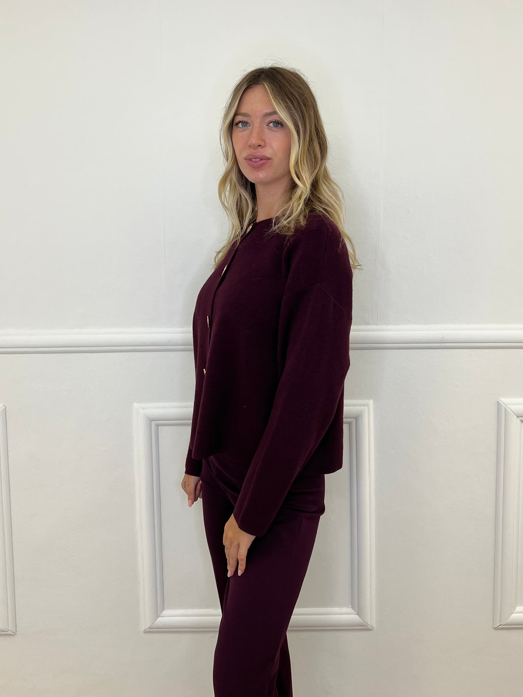 Cardigan Coreana Bottoni 7370 Burgundy
