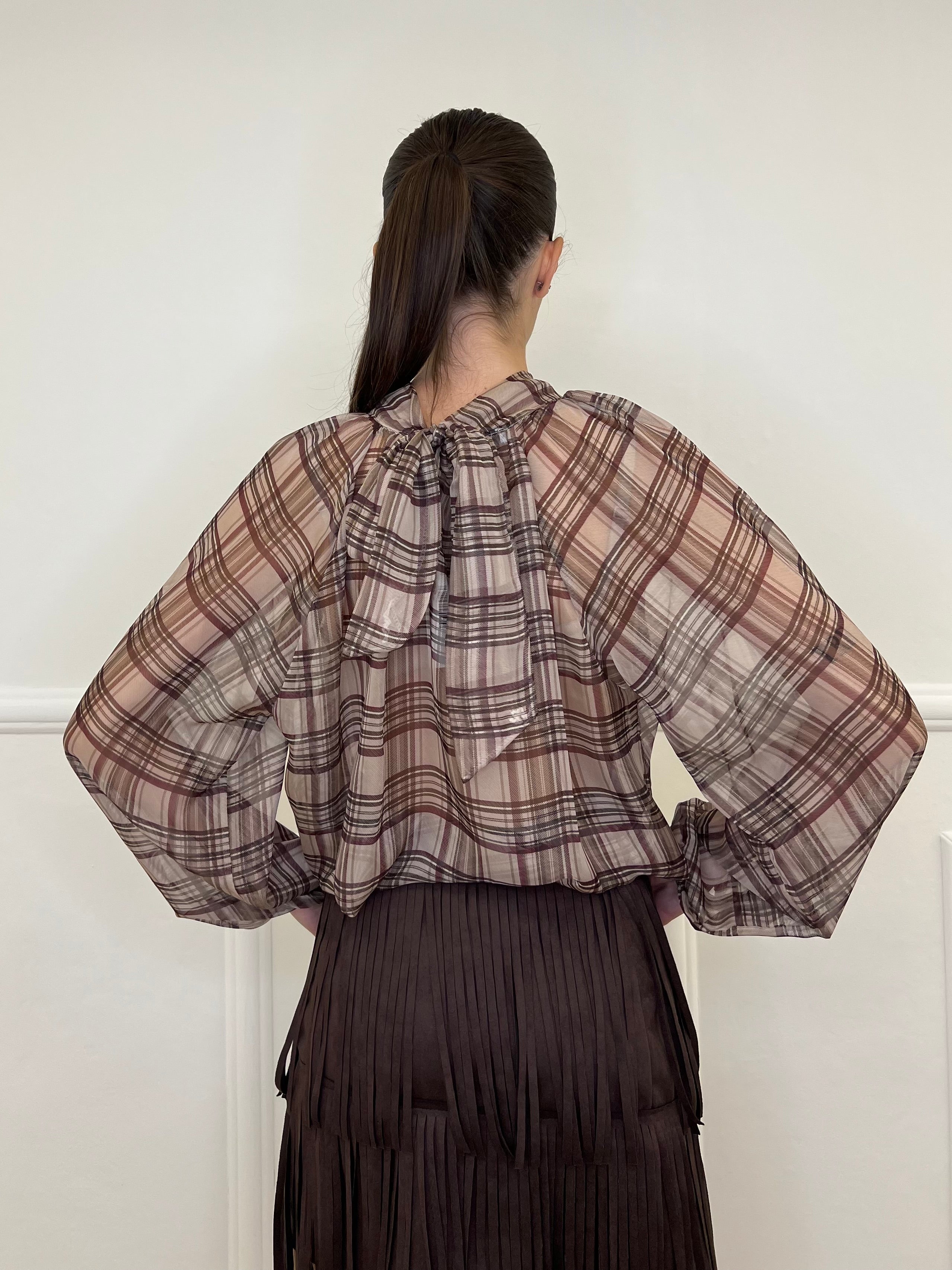 Camicia Madras Jabot L5327 Ecru