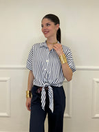 Camicia Righe Nodo Viscosa 2351 Blu