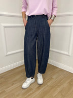 Pantalone Balloon Chambray A8028 Blu